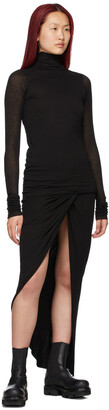Rick Owens Lilies Black Jersey Asymmetric Wrap Miniskirt