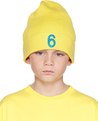 MM6 MAISON MARGIELA Kids Yellow '6' Beanie