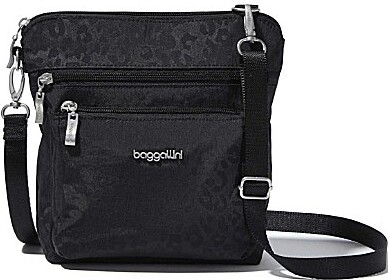 Baggallini Black Cheetah Modern Pocket Crossbody Bag