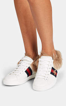 Gucci Women's New Ace Fur-Lined Sneakers - White