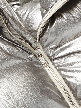 Rick Owens Moncler Cyclopic Logo-Appliqued Quilted Metallic Shell Down Coat - Men - Silver - 0