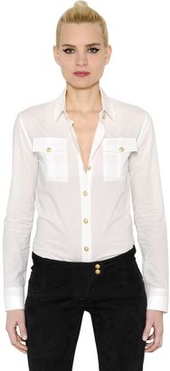 Balmain Cotton Poplin Shirt With Lion Buttons