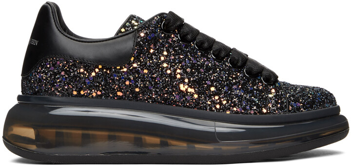 Alexander McQueen SSENSE Exclusive Black Galaxy Glitter Oversized Sneakers  - ShopStyle