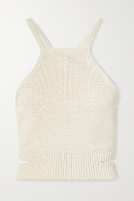 beige halterneck top