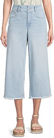 NYDJ Petite Size Brigitte High Waisted Wide Leg Capri Jeans