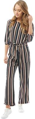 Jacqueline De Yong Womens Anneline 3/4 Length Sleeve Striped Blouse Burlwood/Mona
