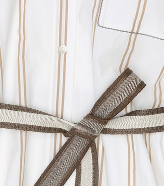 BRUNELLO CUCINELLI KIDS Striped cotton belted shirt