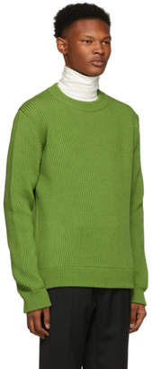 Namacheko Green Wool Ribbed Crewneck Sweater