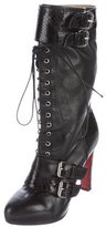 Thumbnail for your product : Christian Louboutin Python-Trimmed Lace-Up Boots