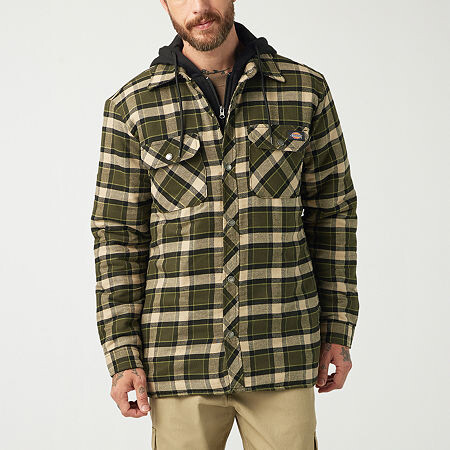 Dickies Water Repellent Flannel Mens Hooded Water Resistant Work Jacket