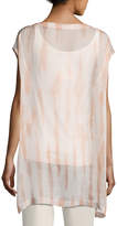 Thumbnail for your product : Eileen Fisher Cap-Sleeve Sheer Silk Shibori Tunic, Coral