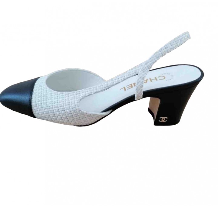 chanel white slingback