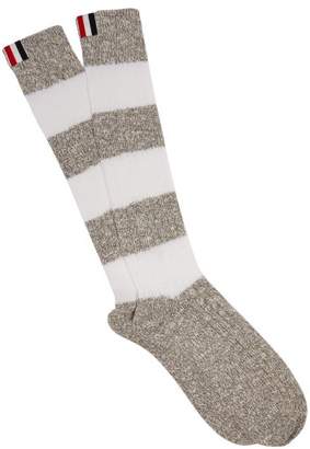 Thom Browne Striped Cotton Socks - Mens - White