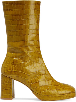 Miista Carlota Croc-effect Leather Platform Boots