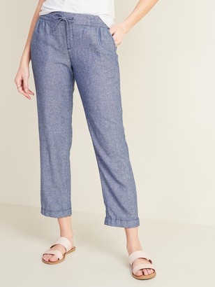 old navy mid rise linen blend cropped pants