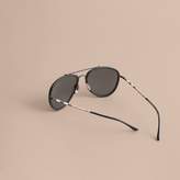 Thumbnail for your product : Burberry Check Detail Pilot Sunglasses
