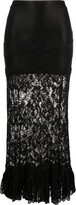 Black Floral-Lace Midi Skirt 