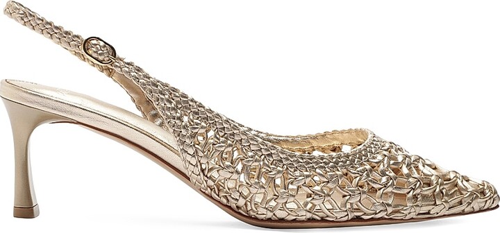 Alexandre Birman Women's Jane Tresse 60MM Metallic Leather Slingback Pumps - Golden - Size 5