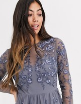 Thumbnail for your product : ASOS DESIGN Petite long sleeve maxi dress in embroidered mesh