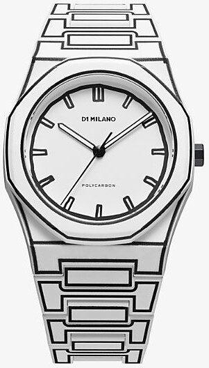 Polycarbon White Sketch Polycarbonate Quartz Watch 1 Size