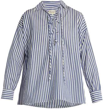 Nili Lotan Shiloh striped cotton-poplin shirt