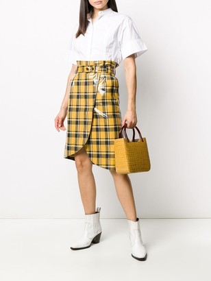 Ganni High-Waisted Check Wrap Skirt