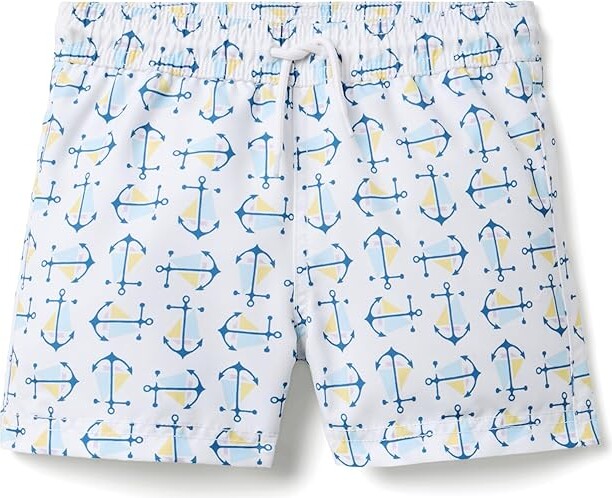 Janie and Jack Printed Swim Trunk (toddler/Little Kid/Big Kid) Boy's Wetsuits One Piece Anchor : 5 Little Kid, Polyester