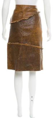 Just Cavalli Leather Knee-Length Skirt
