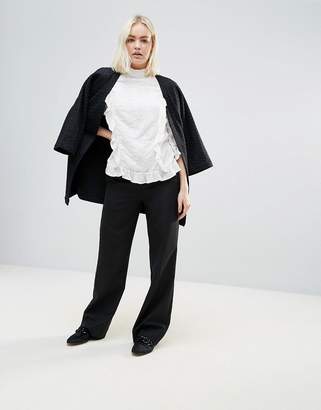B.young Embroidered Blouse With Ruffle Panels