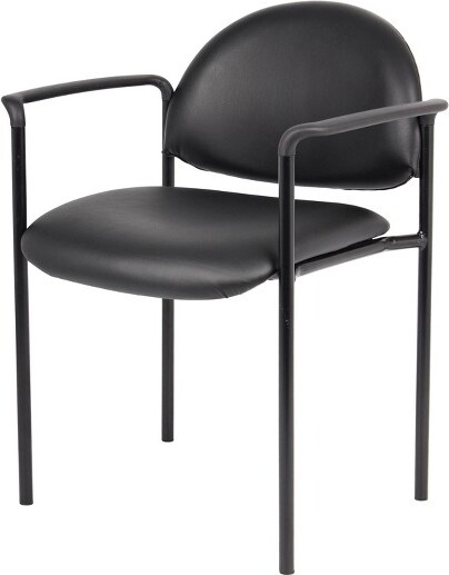 Boss Office Products VinylModernStackingChairBlack-BossOfficeProducts:CaressoftUpholstery,MetalFrame,275lbCapacity