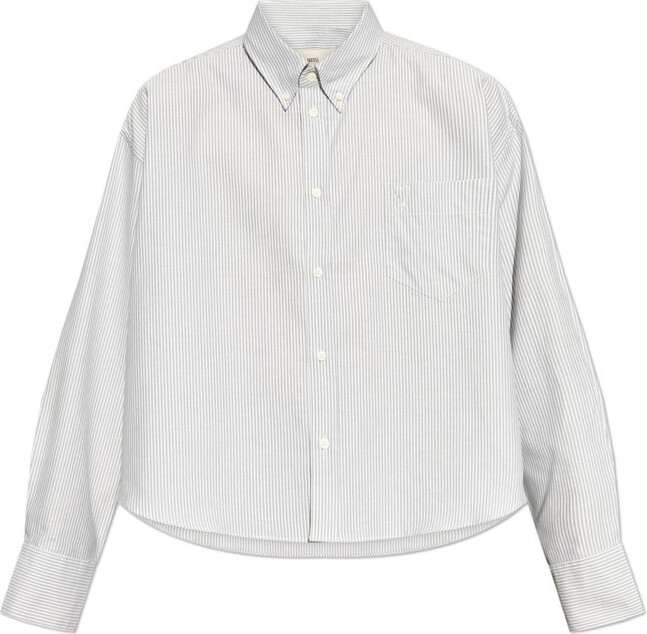 Ami Paris de Coeur Striped Long-Sleeved Shirt