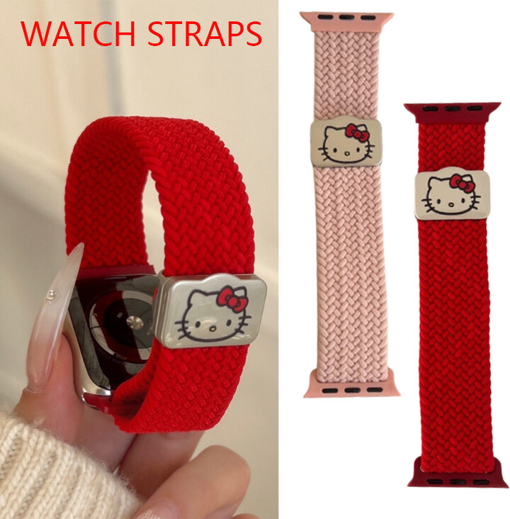 Miniso/Name Excellence Superior Products Sanrio Hello Kitty Magnetic Strap for Apple Watch Bands 45mm 38mm 49mm 40mm Nylon Weave Sport Bracelet for IWatch Series Ultra 9