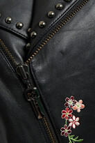 Thumbnail for your product : Camilla Cropped Studded Embroidered Leather Biker Jacket