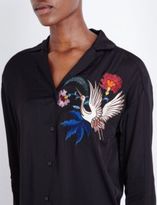 Thumbnail for your product : Sandro Hoxton bird embroidered satin shirt
