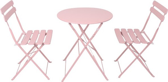 DexmalleFoldingPatioBistroCoffeeTableandChairsSetwithRemovableCushionink