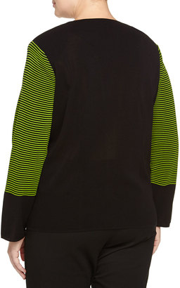 Misook Textured Stripe Jacket, Black/Green, Women's