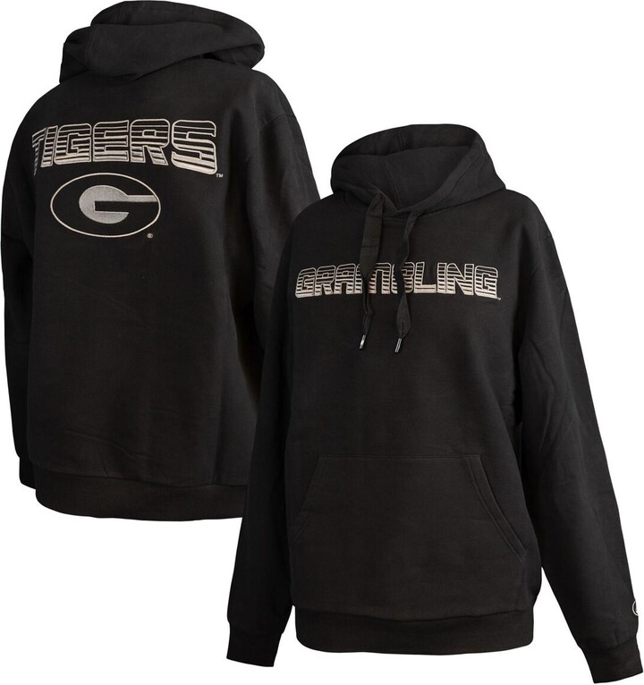 Fisll Men's Black Grambling Tigers Puff Print Sliced Pullover Hoodie