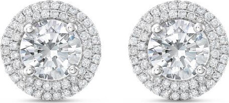 Diana M 14kt White Gold Lab Grown Round Diamond Halo Earrings Weighing 9.00 Cts Tw