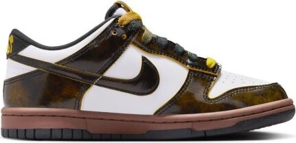 Nike Kids' Dunk Low SE Running Sneakers Big 5 Regular White/Bright Citron/Black/Fauna Brown