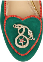 Thumbnail for your product : Charlotte Olympia Year of the Snake suede slippers