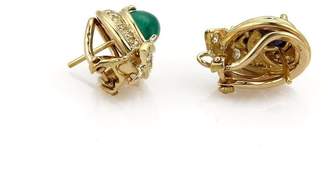 David Webb 18K Yellow Gold with 3.00ct Emerald, Sapphire & 0.90ct Diamond Earrings