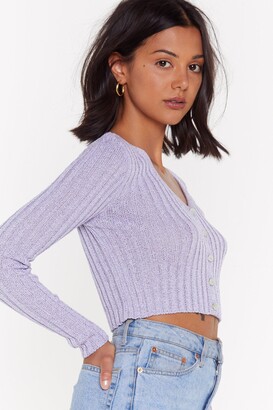 Nasty Gal Womens Ribbed V Neck Cropped Cardigan - Purple - L