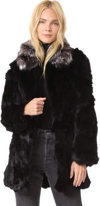 Adrienne Landau Rabbit Coat With Fox Collar
