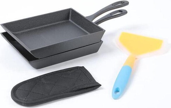 VINIUSIKI HAWOK Japanese Omelette Pan Cast Iron Rectangle Egg Pan tomagoyaki pan rolled eggs pre-seasoned