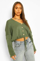 Thumbnail for your product : boohoo Crop Drawstring Hooded Cardigan