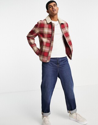 Checked sherpa collar jacket Clearance