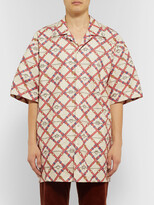 Thumbnail for your product : Gucci Oversized Camp-Collar Printed Paper-Effect Crinkled-Shell Shirt