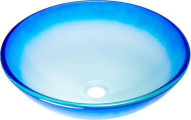 Eden Bath Blue Glass Hand Painted Circular Vessel Bathroom Sink