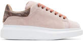 Alexander McQueen Pink Velvet Oversized Sneakers