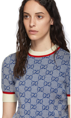Gucci Blue Knit GG Sweater